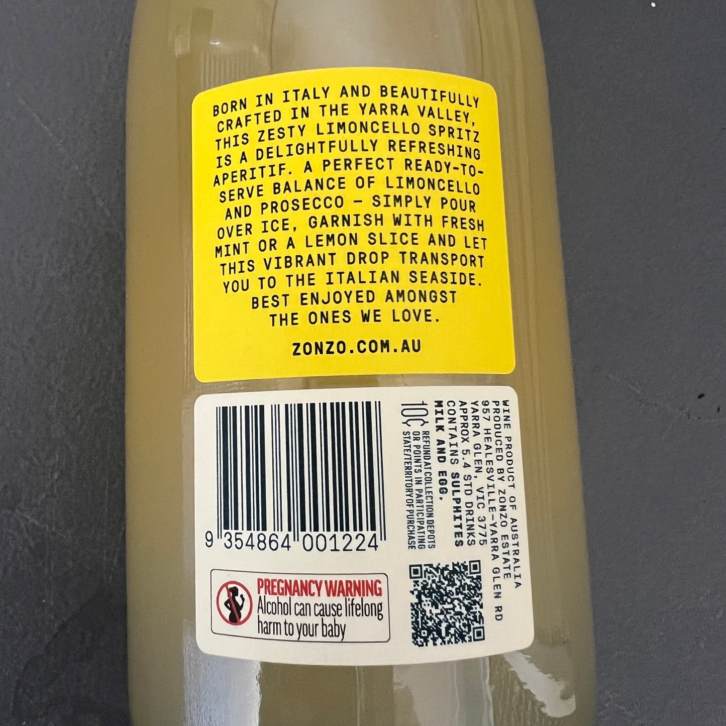 Additional Wine - Zonzo Estate ‘Zoncello’ Limoncello Spritz $30