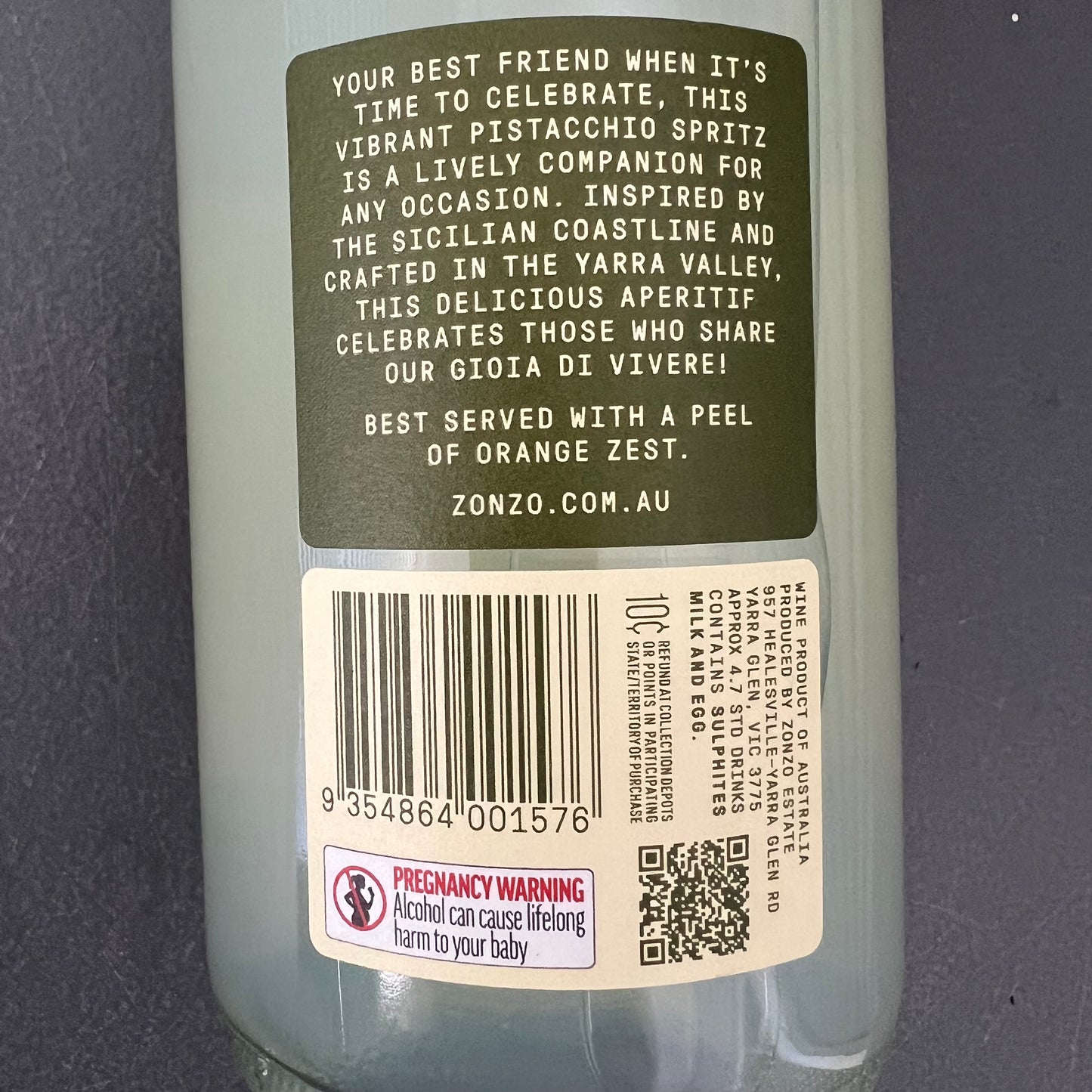 Additional Wine - Zonzo Estate ‘Pistachio Spritz’ $30
